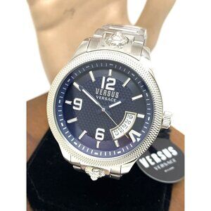 Versus by Versace Men's Watch VSPVT1521 Quartz Blue Dial Silver Steel 44mm